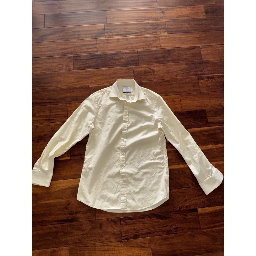 Charles Tyrwhitt Mens Slim Fit Dress Shirt Light Yellow Long Sleeve Size 16 36in
